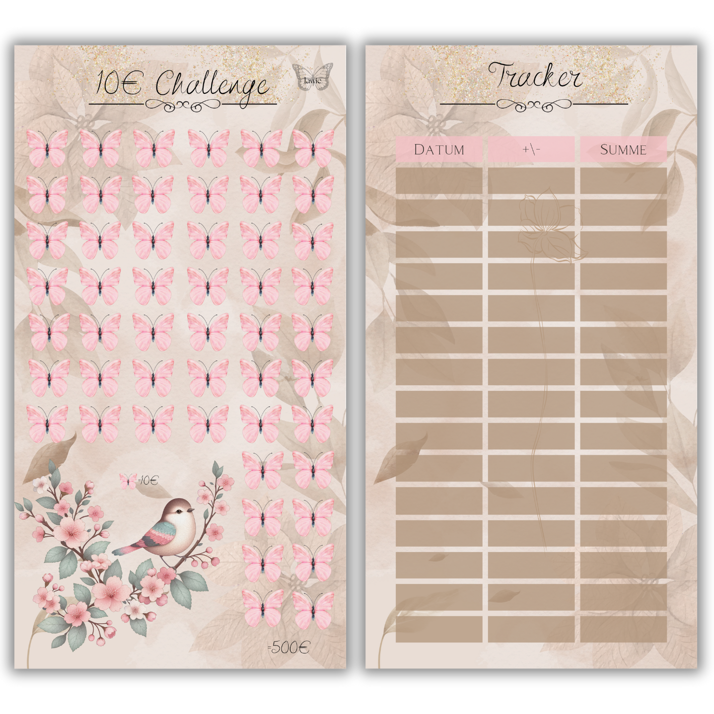 1€-10€ Schmetterling Challenge/ -Set