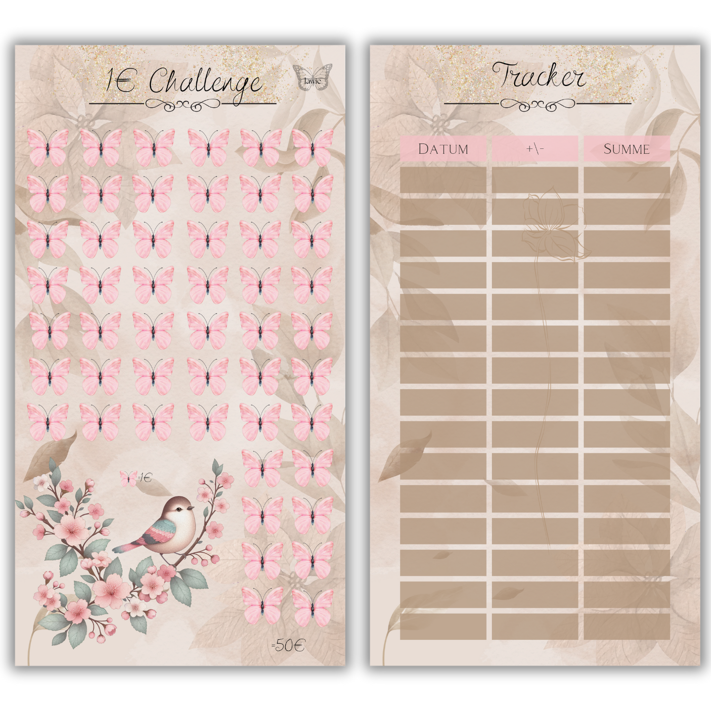 1€-10€ Schmetterling Challenge/ -Set